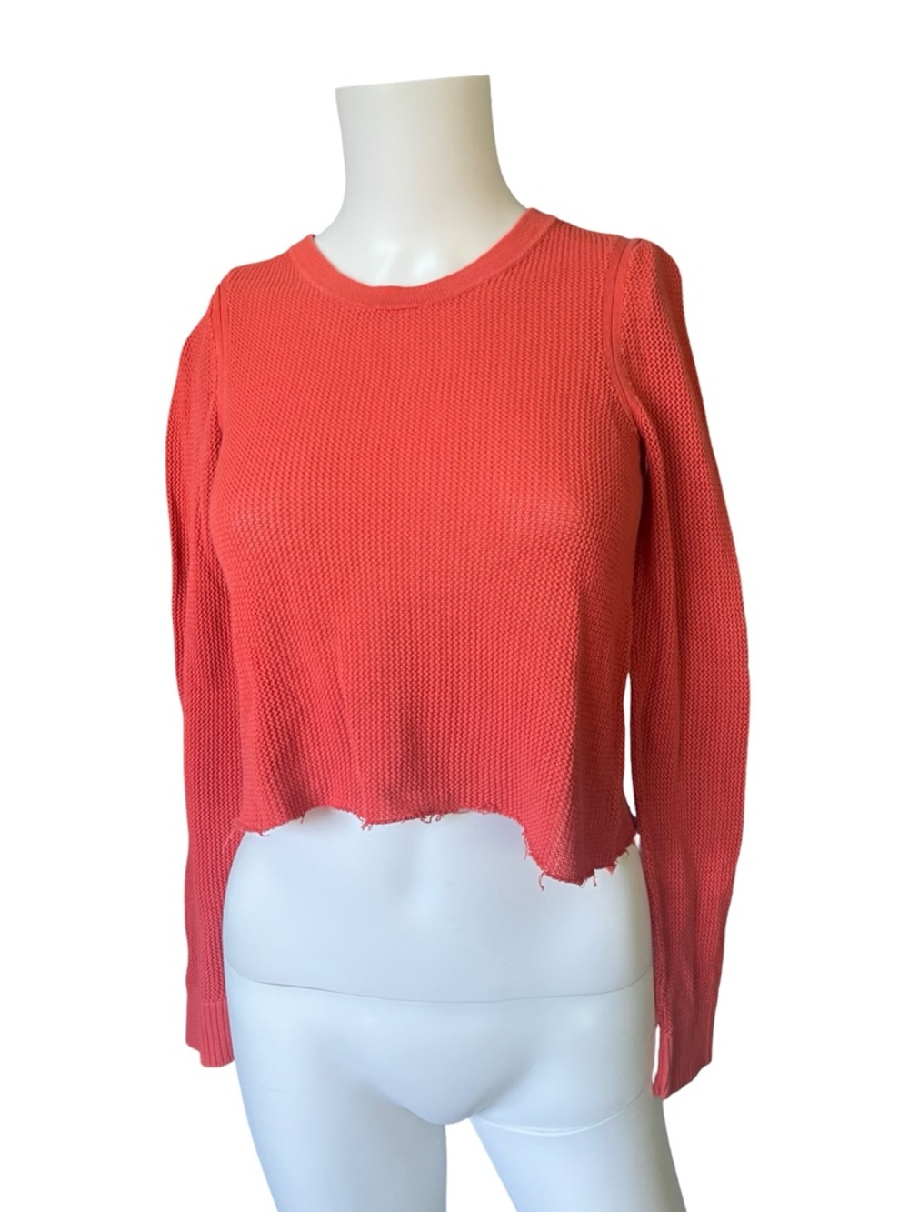 Rag & Bone Jean Orange knit Sweater Crew Neck Pullover Cotton Womens Size XS